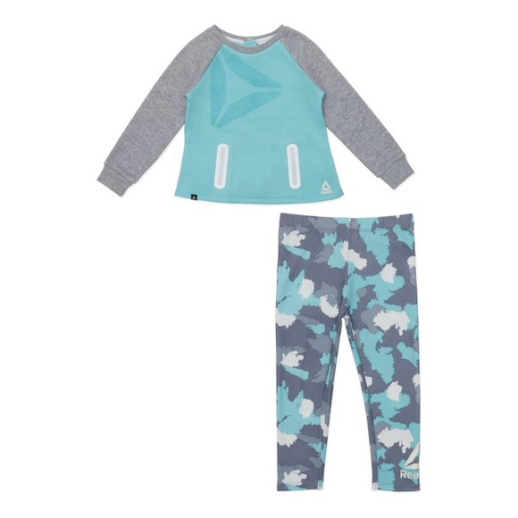 NWT REEBOK Baby & Toddler Girls Camo Leggings with Top, 2 Piece Athletic Set - Picture 1 of 8